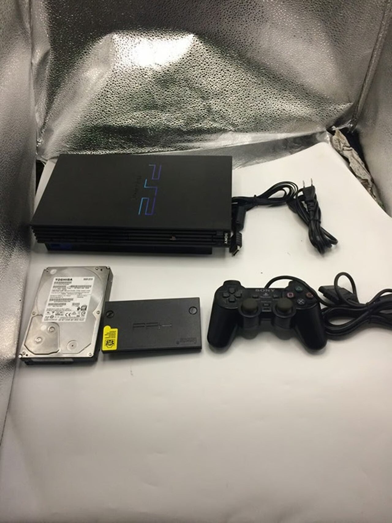 PlayStation 2 Clear BLACK SCPH-50000, 2TB HARD DRIVE WITH A ADAPTER, 672 games