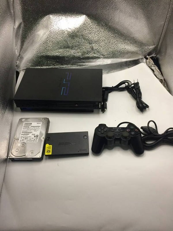 PlayStation 2 Clear BLACK SCPH-50000, 2TB HARD DRIVE WITH A ADAPTER, 672 games