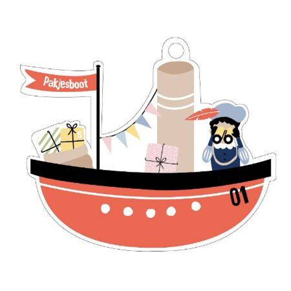 Cadeaulabel Stoomboot per 2 stuks