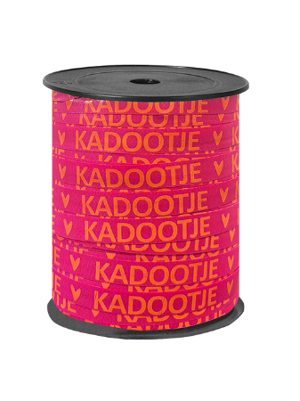 Krullint Kadootje roze/oranje 10mm x 3mtr