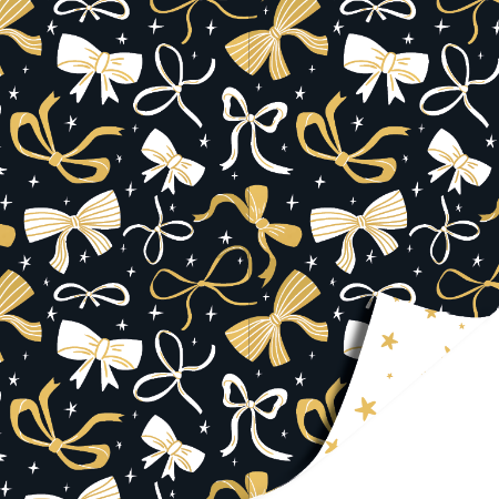 Bows Black Gold - Little Stars White Gold KP 70cm x 2mtr