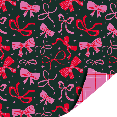 Christmas Bows Pink Red - Kerstruit Pink Red KP 70cm x 2mtr