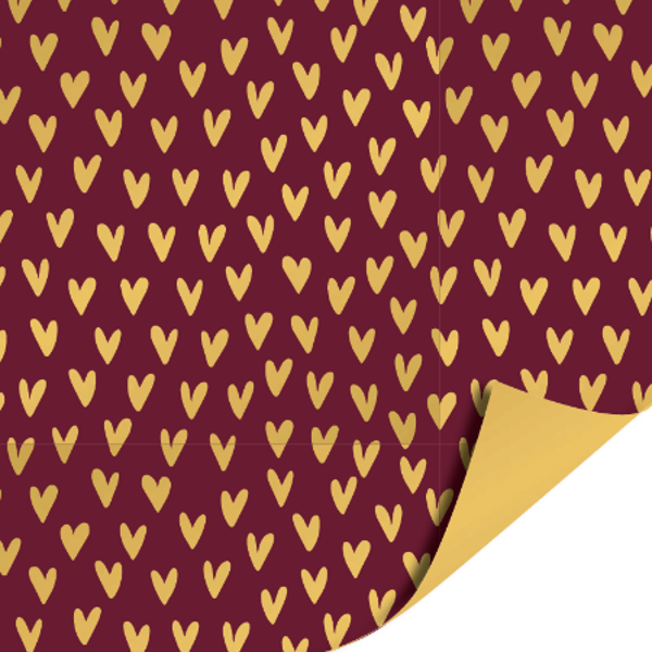 Lots Of Love Burgundy - Gold KP 50cm x 3mtr