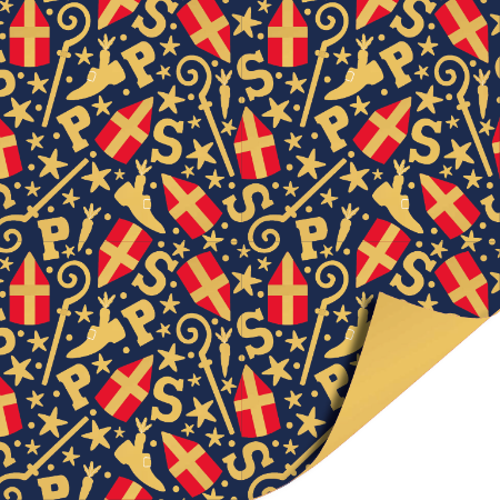 Mijter Feest Blauw / Gold KP 50cm x 3mtr