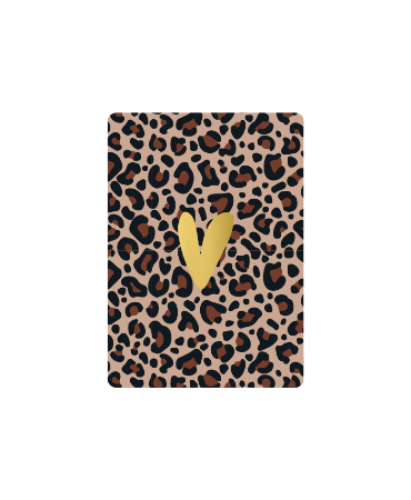 Cadeaukaart - Leopard mokka hart goud
