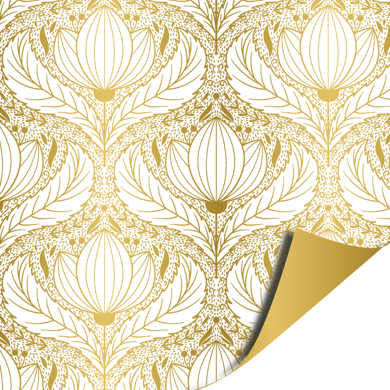 Luxury Lotus White Gold - Gold 70cm x 2mtr