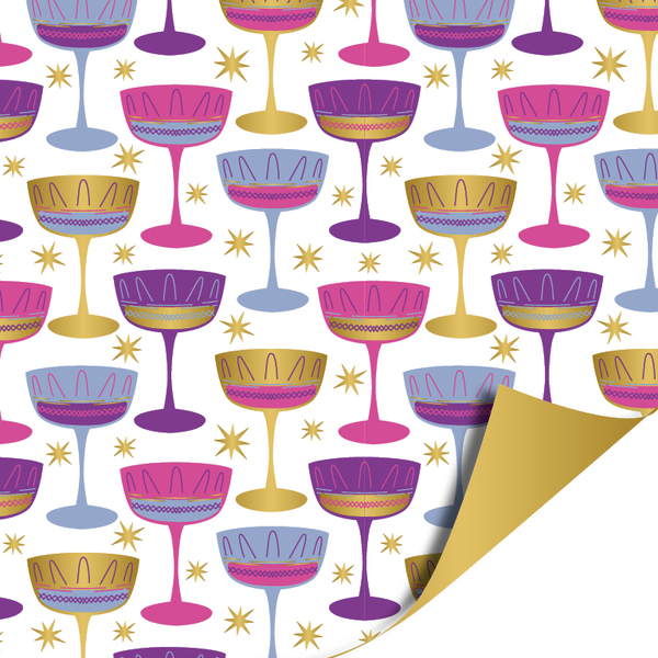 Raise Your Glass Purple - Gold 70cm x 2mtr