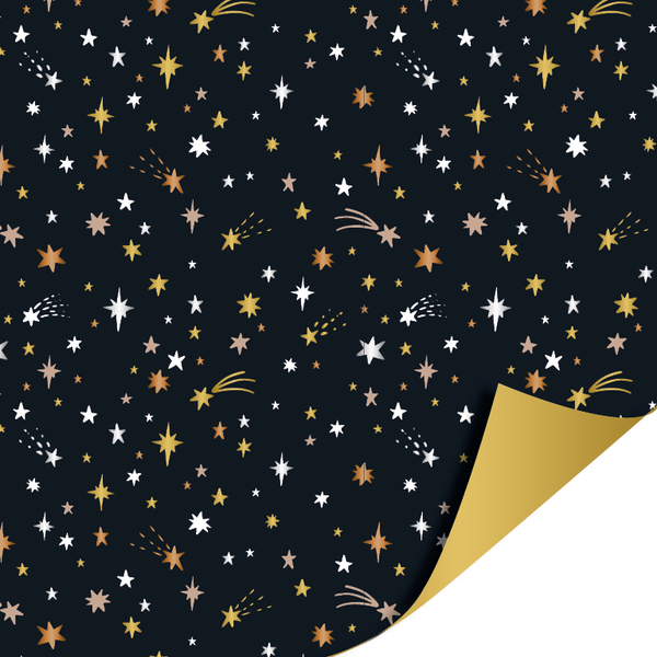 Shiny Stars Black Chopper - Gold 70cm x 2mtr