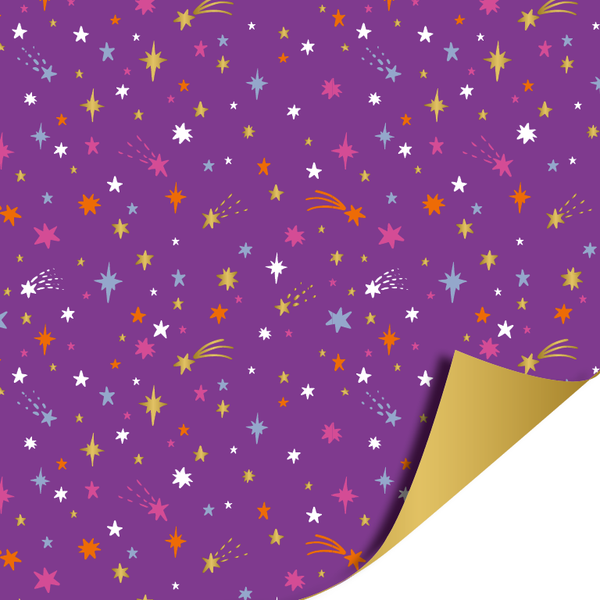 Shiny Stars Purple - Gold 70cm x 2mtr