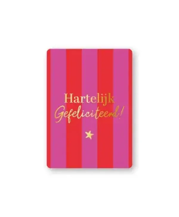 Cadeaukaart - Hartelijk gefeliciteerd roze rood