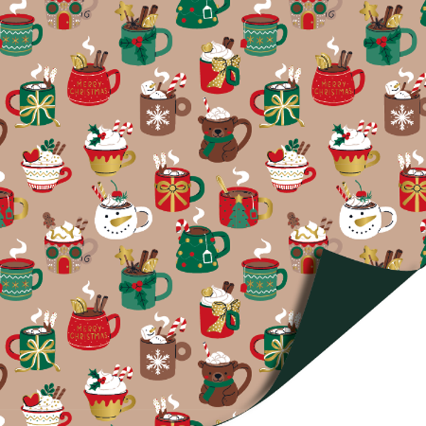 Christmas Mugs - Green  50cm x 3mtr