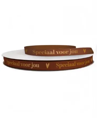 Satijnlint Speciaal Voor Jou Bruin 12mm x 3mtr