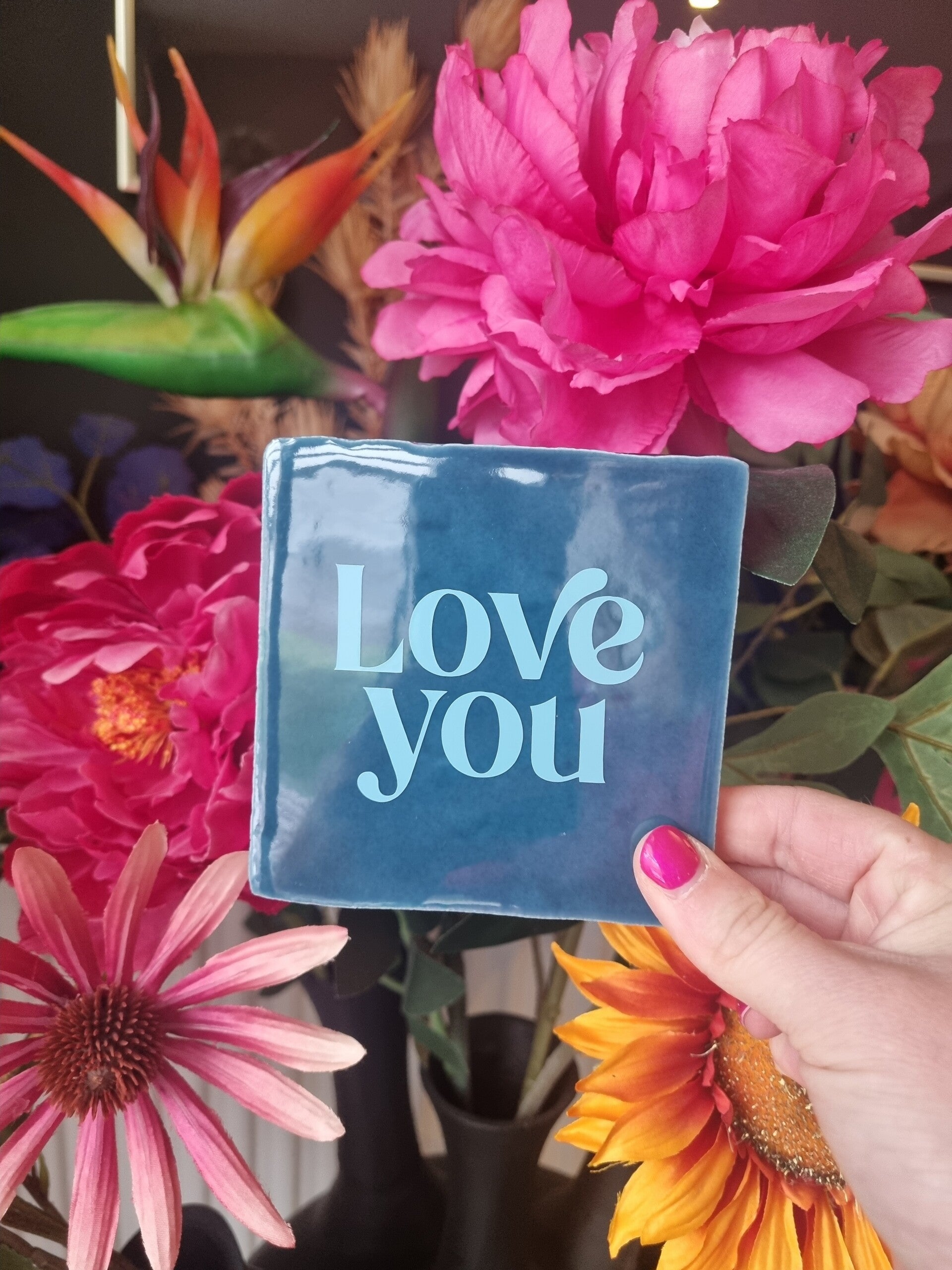 Tegeltje Love You Blauw