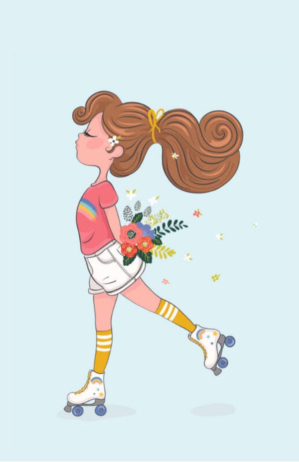 Minikaartje Skategirl flowers