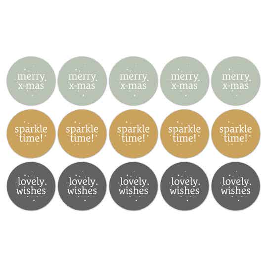 X-Mas Text Mix Natural per 6 stuks