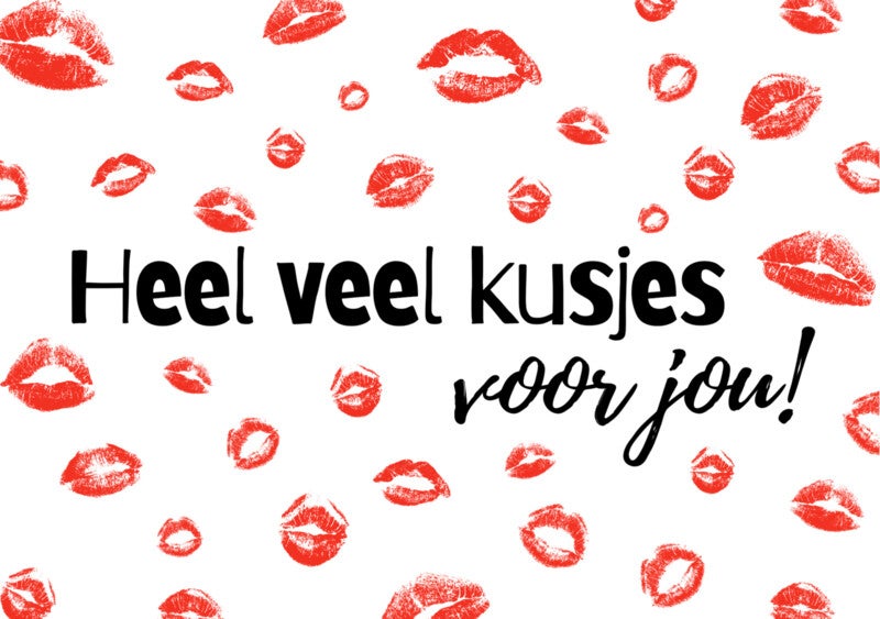Minikaartje Heel veel kusjes voor jou wit/zwart/rood