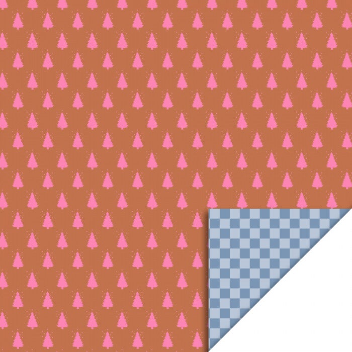X - Mas - Tree Cognac/Pink - Check Polar Blue 70 cm x 3 mtr