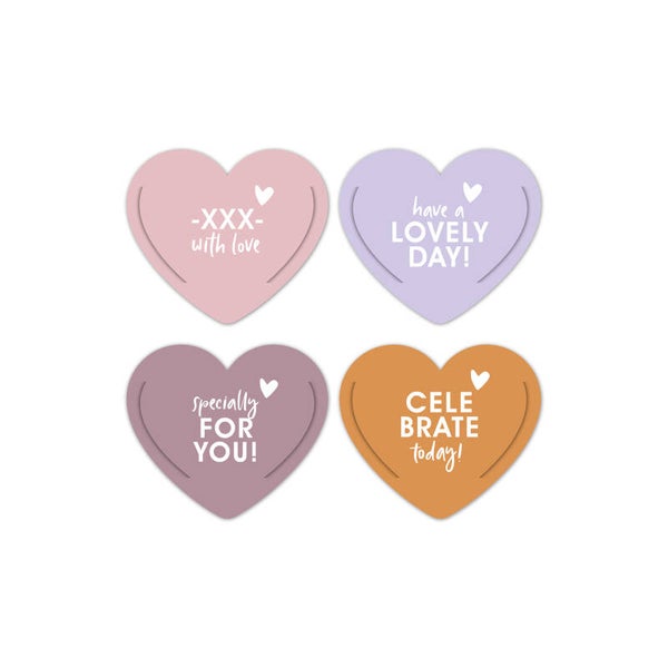 Hearts Mould Spring labels per 4 stuks
