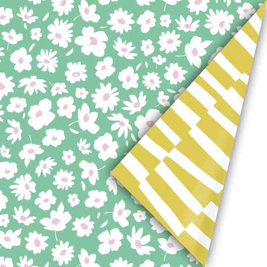 Millefleurs Groen/Bold Lines Geel 50cm x 3mtr