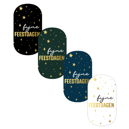 Fijne Feestdagen Ovaal per 4 stuks