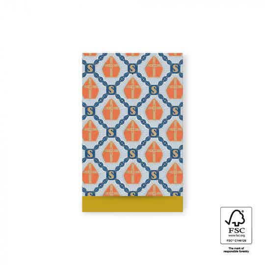 Cadeauzakje Sint Mijter Check - Yellow maat M per 5 stuks