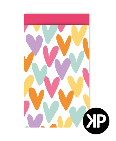 Cadeauzakje Hartjesregen maat M per 5 stuks