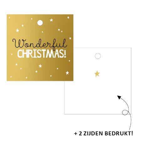 Cadeaulabel Wonderful Christmas per 2 stuks