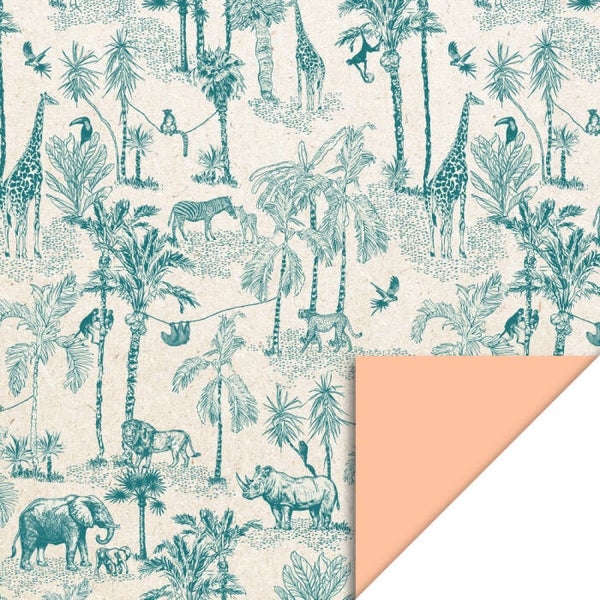 Vintage Jungle Green - Peach 70cm x 3mtr