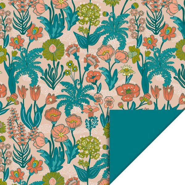 Flowers Vintage Nude - Jade Blue 30 cm