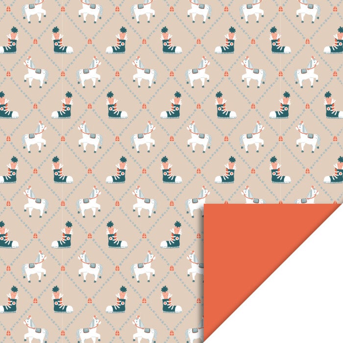 Sint Patchwork Blue - Orange Red 70cm x 3mtr