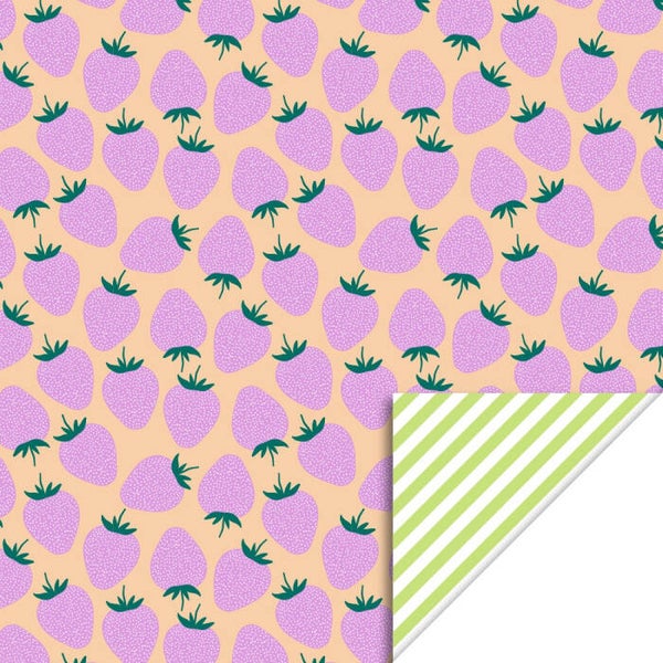 Strawberry Pink - Stripe Lime 70cm x 3mtr