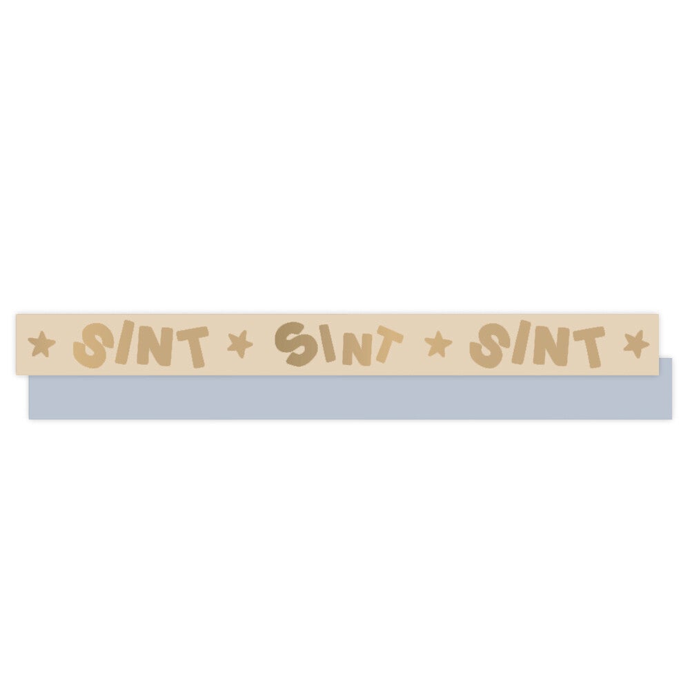 Paporlene Krullint Sint Letters - Beige - Sky Blue 10mm x 3m