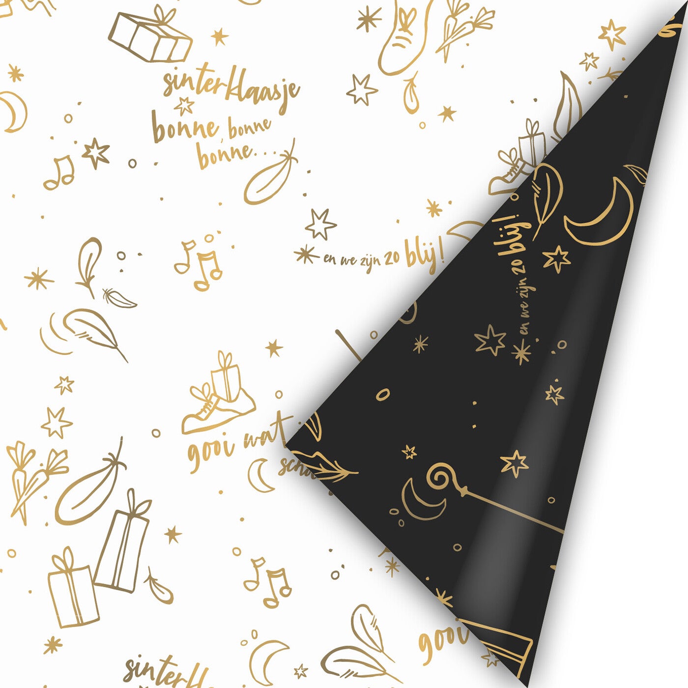 Sing Along Sint Wit/Zwart/Goud 30cm x 2 mtr