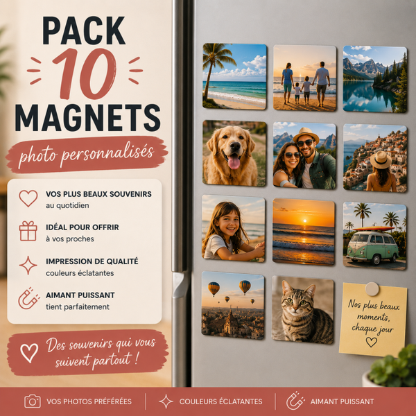 Pack 10 magnets photo personnalisés –   ✨ Le pack préféré de nos clients
