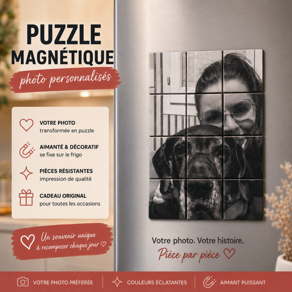 Puzzle photo magnétique personnalisé ❤️ – 12 pièces ✨ Cadeau unique à créer avec vos souvenirs