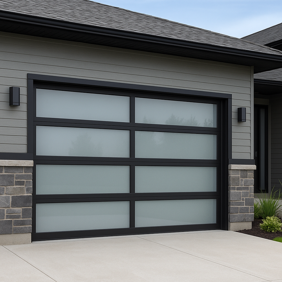 Modern full-view garage door