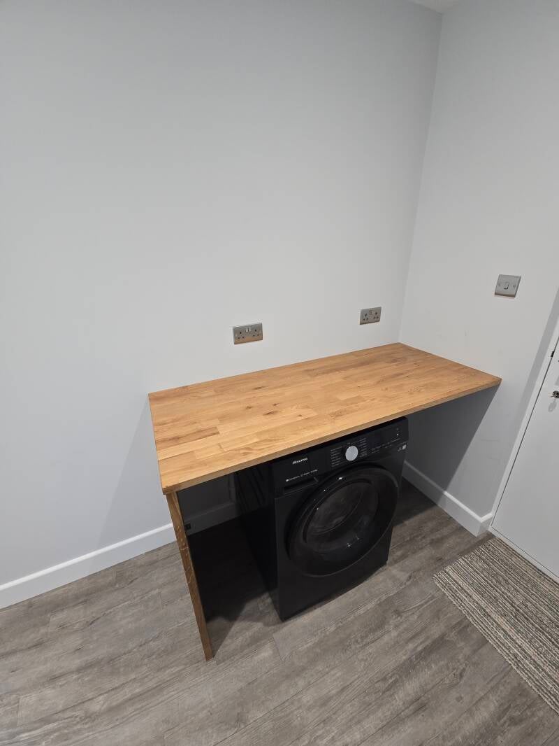 Oak block worktop and end panel installation 