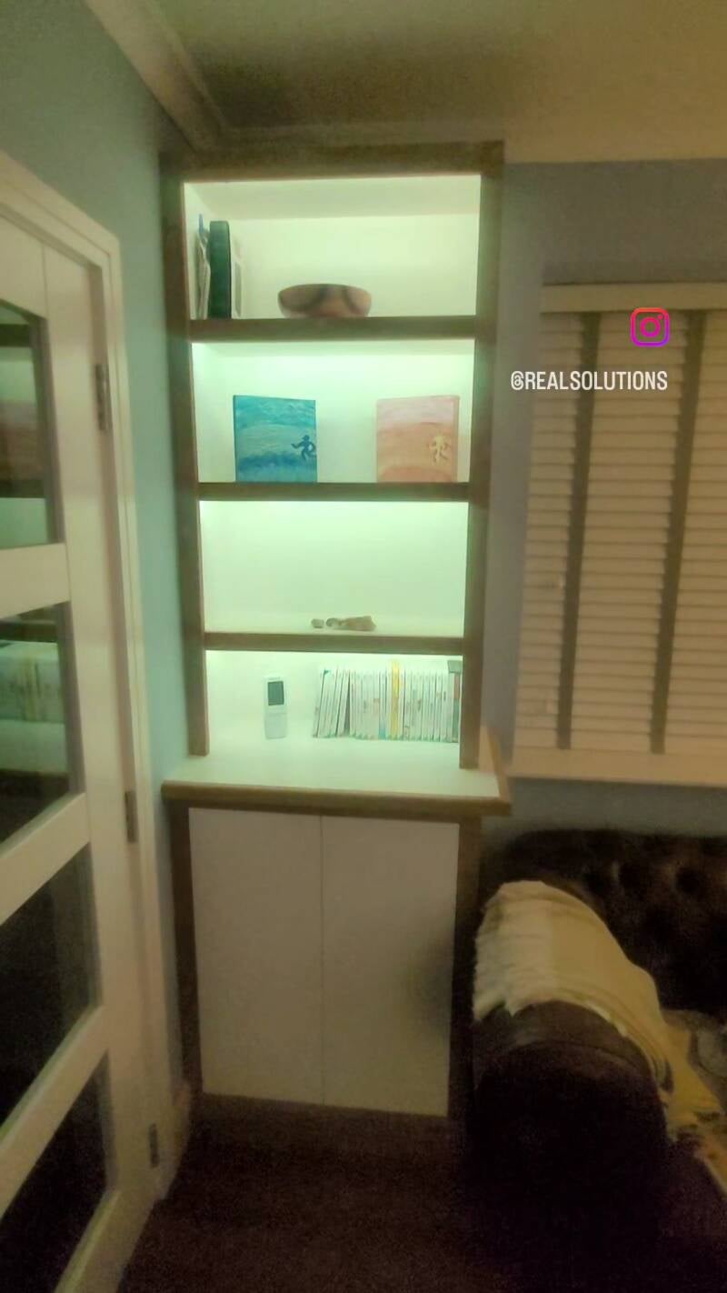 Built in shelving unit with smart lighting 