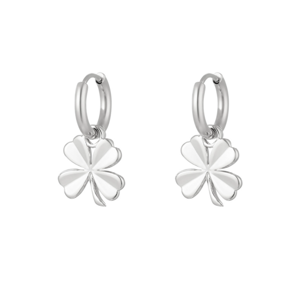 Oorbellen Klavertje zilver