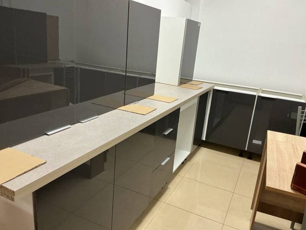 Cocina económica rinconera , gris brillo