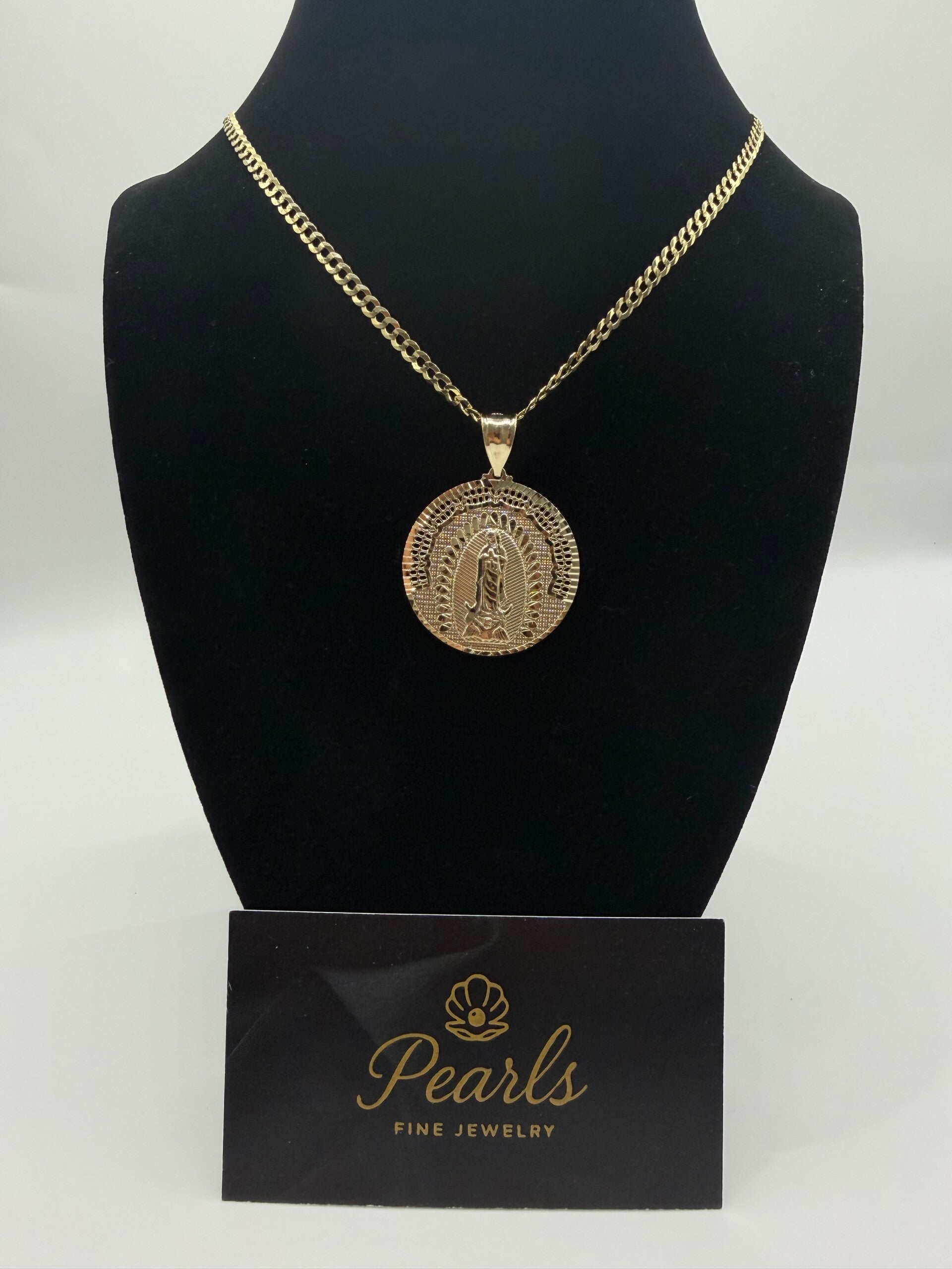 10k Italian Solid Curb Link “24” + Mother Mary