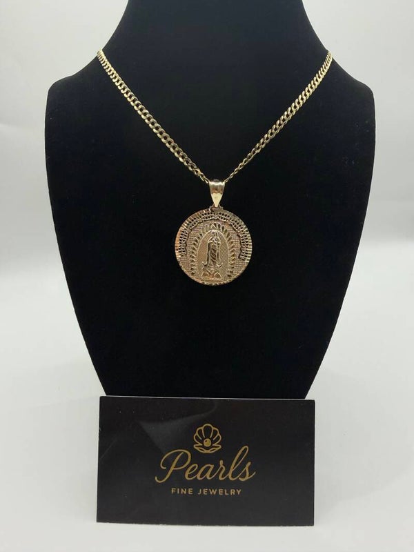 10k Italian Solid Curb Link “24” + Mother Mary