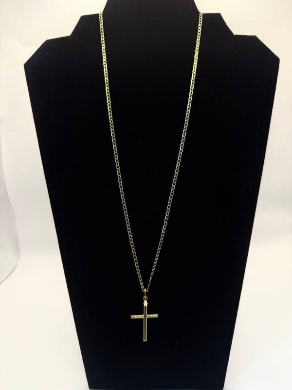 Solid Cuban Chain ''20'' with Charm Cross Set