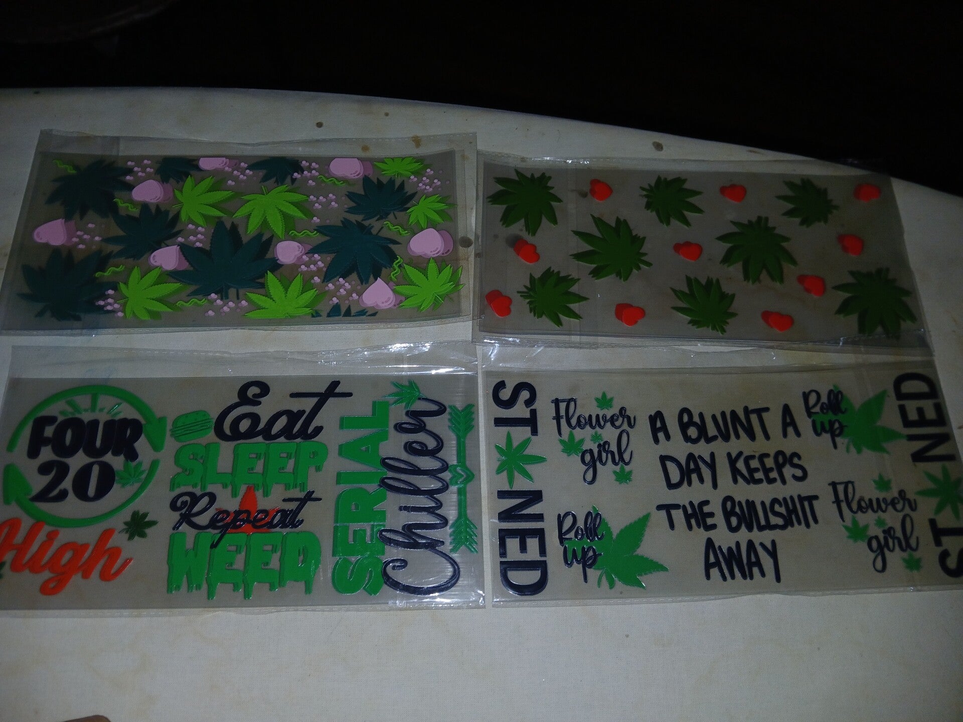 16oz UV DTF Cup Wrap Bundle - 420 Aesthetic & Stoner Vibes | Weed Leaf & Chill Quotes
