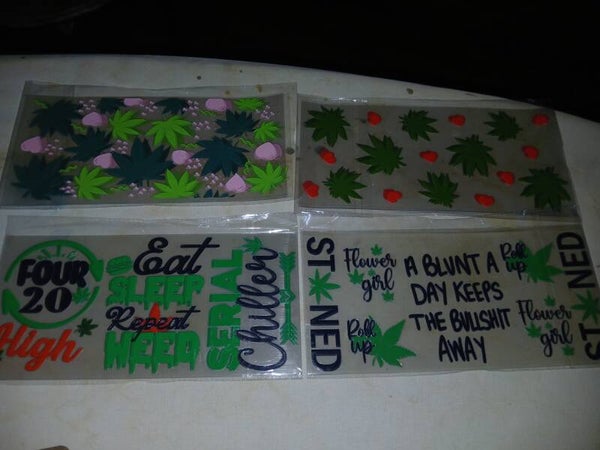 16oz UV DTF Cup Wrap Bundle - 420 Aesthetic & Stoner Vibes | Weed Leaf & Chill Quotes