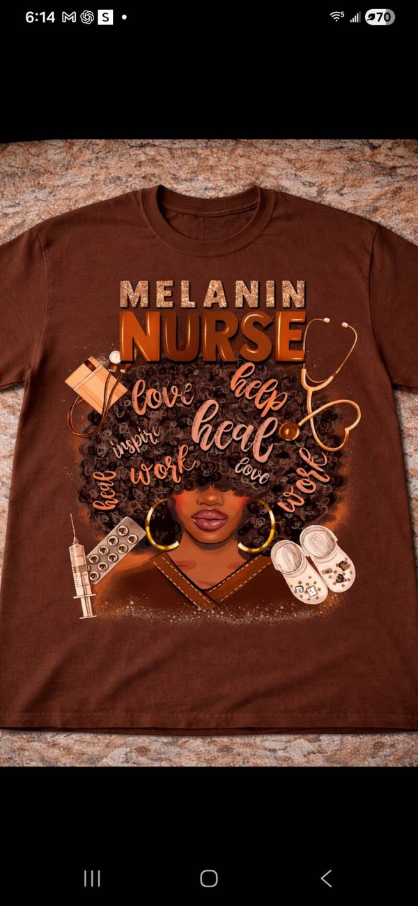 Melanin Nurse Graphic T-Shirt – “Love, Heal, Inspire” Edition
