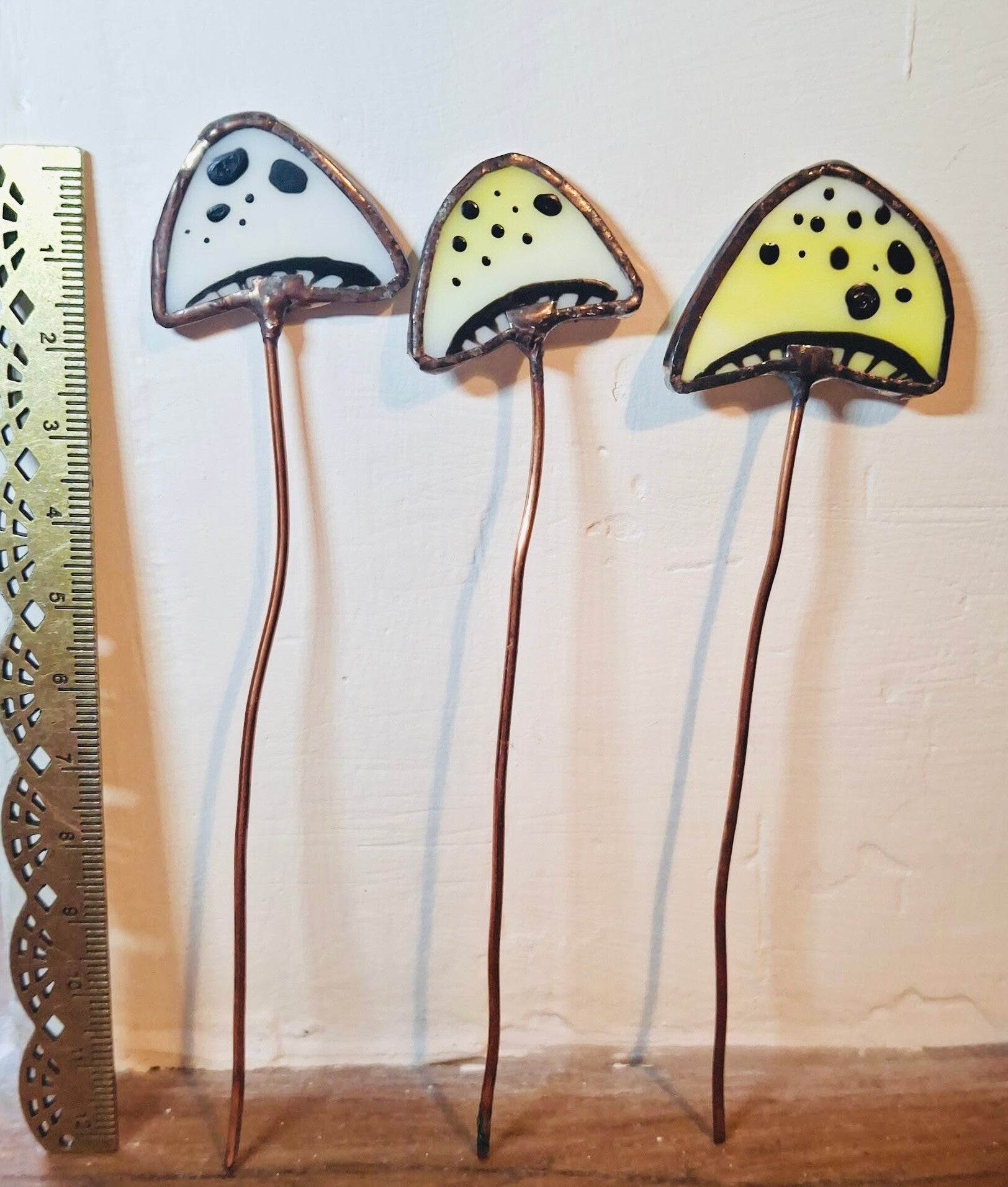 Stained Glass Mushrooms- white