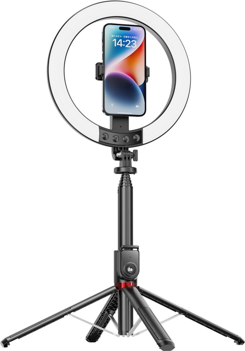 3-in-1 Selfie Stick Tripod with LED Ring Light | Extendable Bluetooth Remote | Adjustable Phone Holder for TikTok, YouTube, Live Streaming & Video Calls.