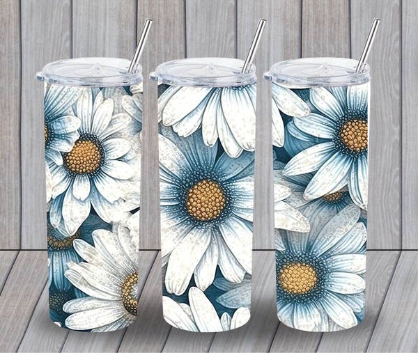Tumbler- White Flowers