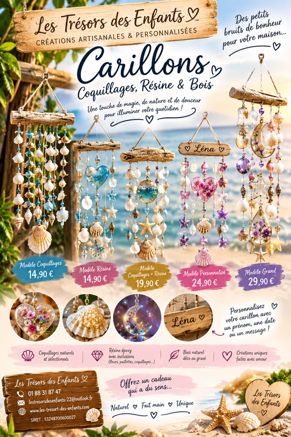 Carillon coquillage et perles